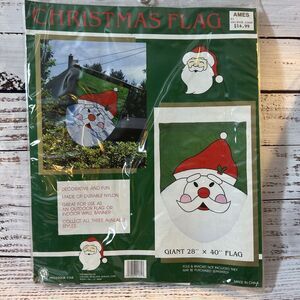 Vintage Nylon Santa Claus Christmas Large House Flag Banner 28 x 40 1994 New NIP